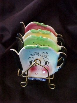 VINTAGE TEA BAG HOLDERS & STAND - JAPAN 